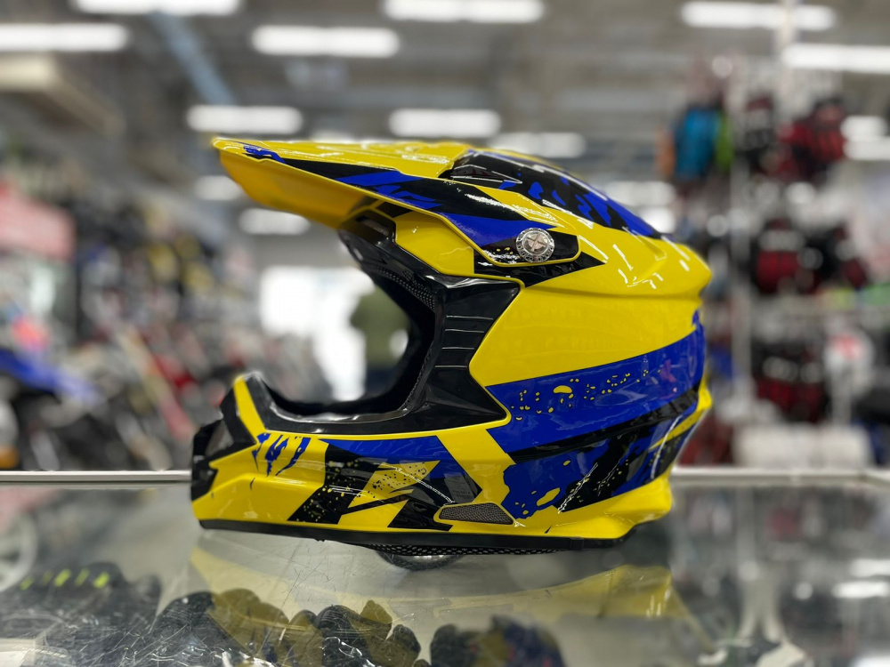 Мотошлем (кроссовый) Racer JK316 желтый/синий